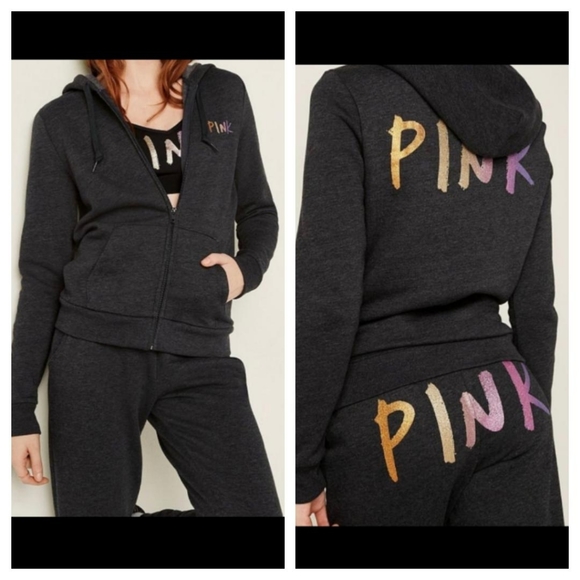 PINK Victoria's Secret Tops - ⭐️(Set) PINK VS Full-Zip Hoodie Size M + PINK VS Jogger Size M